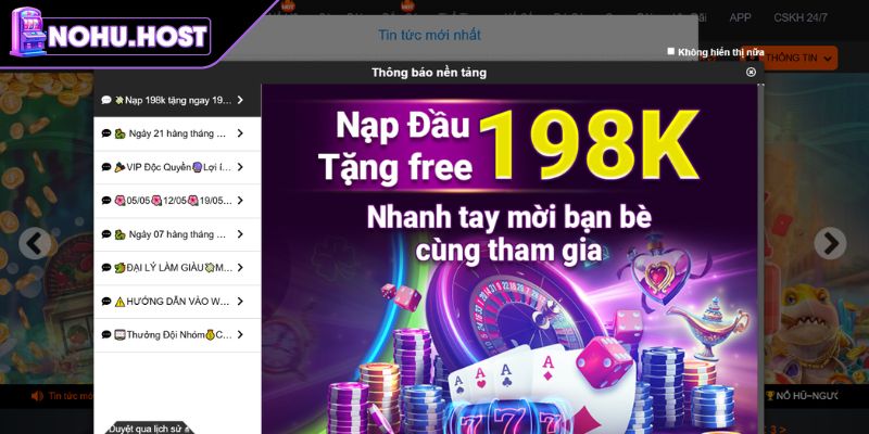 Nạp đầu tặng free 198K